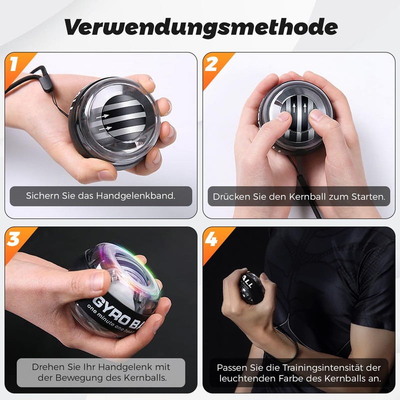 BeSokar Gyroball Wrist Exerciser Ball Auto Start 5 Level Resistance