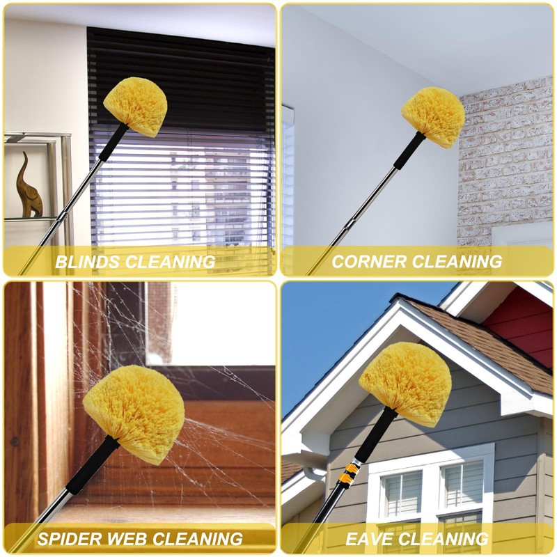 Tockrop 2 Pack Twist-On Cobweb Duster Head Brush - Efficient