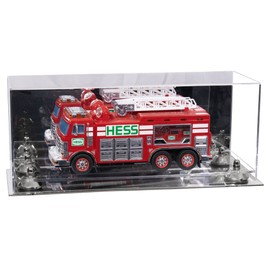 Better Display Cases Versatile Acrylic Trucks, Trains and Rockets Display Case - Large Rectangle Box with Mirror Case, Silver Risers and Mirror Base 17" x 6" x 7" (A019/V46)