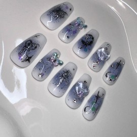 Discount commemorating the surge in orders Labyrinth Butterfly Handmade Nails - Almond / 주문폭주 기념 할인 미궁의 버터플라이 수제네일 - 아몬드
