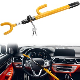 NiwNiw Vehicle Steering Wheel Lock,Heavy Duty Extended Anti Theft Device Security Car Lock with Adjustable Length Hook Clamp and 3 Keys Universal Fit for Sedan,Truck,Van and SUV