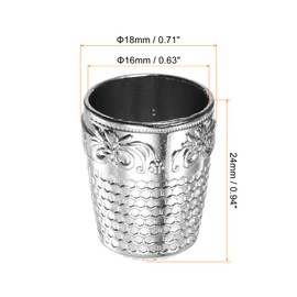 HARFINGTON 4pcs Sewing Thimble Copper Sewing Thimble Finger Protector Finger Shield Fingertip Quilting Craft Embroidery Accessories DIY Hand Working Sewing Tools, Silver Tone