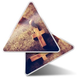 2 x Triangle Stickers 10cm - Christian Religion Catholic Faith Cross Laptop Tablet Luggage Scrapbook #44594