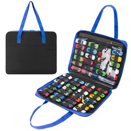 JOYMOMO Toy Car Organizer Carrying Case Compatible with Matchbox Cars, Portable Carrying Container Carrier Holder Fit for 52 Toy Car Storage (Toy Cars Not Included) (Black)