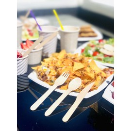 Eco-Friendly Disposable Wooden Forks Cutlery - 100Pack, 6.3 inches Long | All Natural Eco-Friendly Birch Cutlery Biodegradable Compostable Wooden Cutlery (100 Forks)