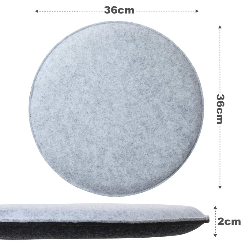 Sidorenko Comfortable Round Felt Seat Cushions, Diameter 34 cm, Set