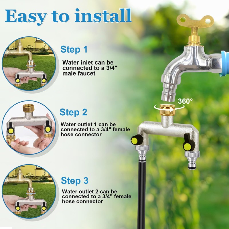2-Way Distributor Water 3/4 Inch, Tap Water Distributor Brass, Tap