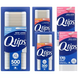 Q-Tip Q-팁 면봉 버라이어티 팩 오리지널 위생 보호대 및 가정용 응급처치 미용을 위한 정밀 100 면으로 제작 Q-Tip Cotton Swab Variety Pack Original Hygiene and Home Emergency Care Precision 100 Count for Beauty Use