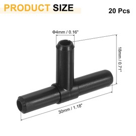 sourcing map 20Pcs Aquarium Air Valve Connectors, 3 Way Plastic Inline Tubing Non-return Valves for 4mm ID Air Tubing Fish Aquatic Tank Pond Air Line, Black