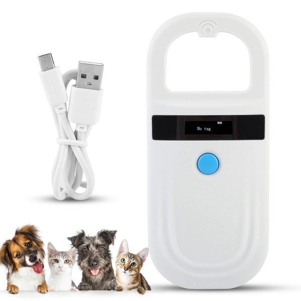 Pet ID Reader, Rechargeable Pet Microchip Scanner, Pet Chip ID Scanner, Animal Handheld Reader, Pet Tag Display for ISO 11784/11785, FDX-B and EMID, Pet Tag Scanner for Animal