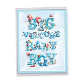 NobleWorks, Jumbo Funny Baby Greeting Card (Parents) 8.5 x 11 Inch with Envelope (1 Pack) Large Jumbo Shower, Announcement Big Boy J10849BBG