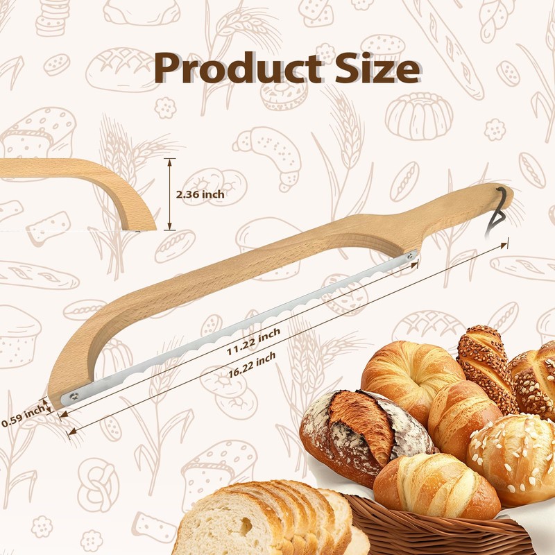 HOTTOR Sourdough Bread Slicer,16inch Bread Knife for Homemade Bread,Bread Bow