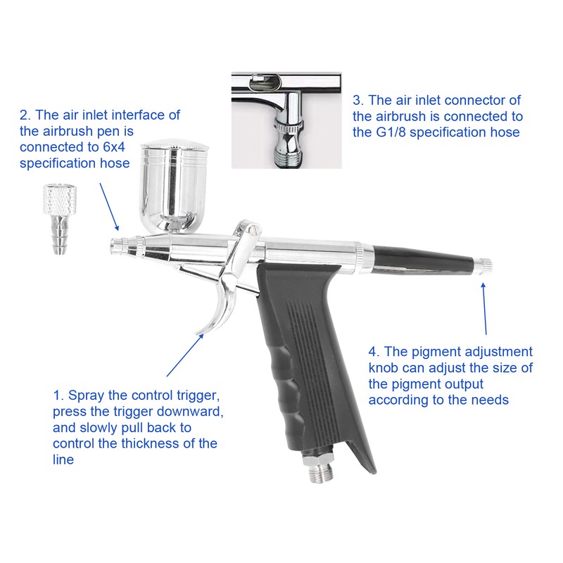 Air Paint Spray Gun Dual Action Trigger Gravity Feed Airbrush