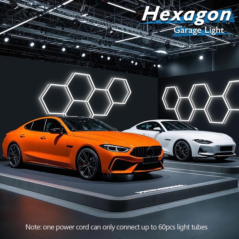 BRILLIHOOD Hexagon Garage Lights, LED Honeycomb Lights Ceiling, 192W, 23040LM,