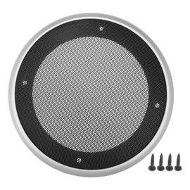 ACROPIX Universal 5" Car Speaker Grills Cover Mesh Round 5 Inch Audio Speaker Subwoofer Guard Protector Case with Mounting Screws Iron ABS Silver Tone Black - Pack of 1