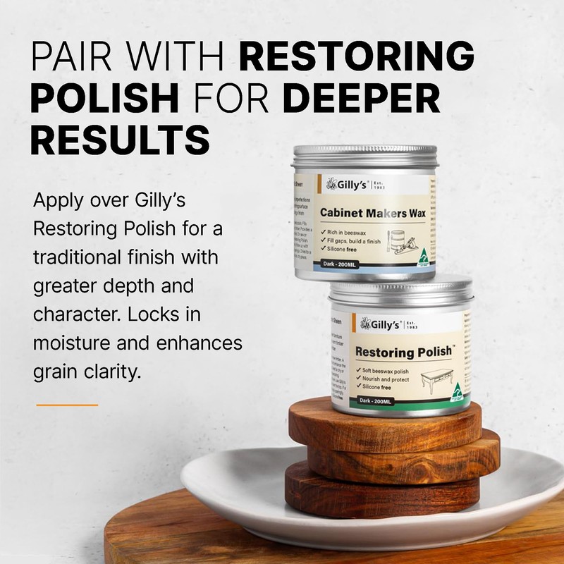 Gilly's Cabinet Makers Wax Clear 200ml | Firm Timber Wax
