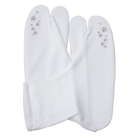 Kimono Net Shokai Stretch Tabi / Tabi Cover [Cherry Blossom Embroidery], Silver