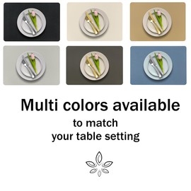 More Décor Faux Leather Placemats for Dining and Kitchen Table - Stain and Heat Resistant, Anti-Slip, Wipable and Washable - Set of 4 and 6 - Solid Colors (Solid Beige 6)