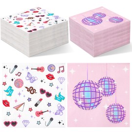 Crtiin 200 Pcs Era' Party Paper Napkins Era' Icon Decorations Disco Ball Napkins, Singer Party Favor Tableware for in My Birthday Friendship Music Bachelorette Dinner Supplies