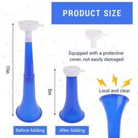 FAMULP 4 Pcs Collapsible Vuvuzela Stadium Horn, 11 Inch Plastic Loud Sound Soccer Horn, Noise Makers for Sporting Events(blue)