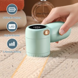 hYwecy Rechargeable Fabric Shaver,Electric Lint Remover with Digital Display,3-Speeds Sweater Shaver for Clothes and Furniture (Green)