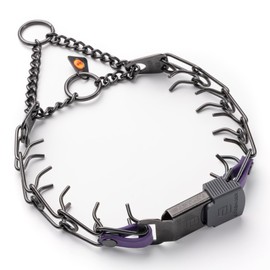 Herm Sprenger Black Stainless Steel Dog Collar with Quick Release ClicLock Buckle O-Ring Biothane Insert Training Collar Made in Germany (Violet Purple, 16in x 2.25mm(Neck Size up to 13-14in))