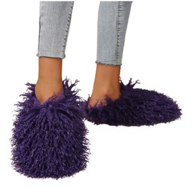 Woaikeyu Hausschuhe aus Plüsch, flacher Boden, für Männer und Frauen, Hausschuhe, Mode, Frauen, Slip, Hausschuhe, Paare, flacher Boden, violett, 45 EU