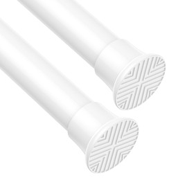 ZipGlo 2pack Tension Curtain Rod 30 to 62 Inch, White Spring Tension Curtain Rod Adjustable Expandable Curtain Rod No Drilling, Spring Loaded Curtain Rods for Windows, Bedroom, Doorway Door, Closet
