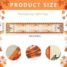 Fall Table Runner Pumpkin Maple Leaf Long Tablecloth, Autumn Harvest Thanksgiving linen tablecloth, Fall Decorations for Seasonal Kitchen Table Dining Room Home 70.86x12.99in (pumpkin)