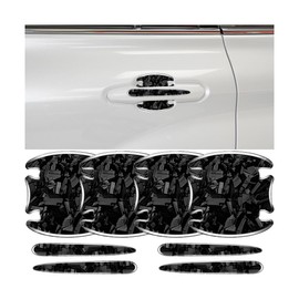 HZEL 8PCS Car Door Handle Protectors, Carbon Fiber Anti Scratch Auto Door Bowl Handle Protective Guard Sticker, Waterproof 3D Vehicle Accessories, Universal for SUV, Truck, Sedan (No Logo/Black)