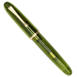 Ranvi Jinhao 9019 Acrylic Fountain Pen, 0.5mm Heartbeat Nib with Ink Converter, Green Classic Design Smooth Writing Pen (Gold Trim)