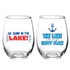 Needzo Unbreakable Stemless Lake Themed Wine Glasses, Reusable Shatterproof Cups,