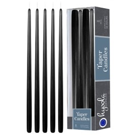Hyoola Tall Taper Candles - 20 Inch Black Unscented Dripless Taper Candles - 18 Hour Burn Time - 8 Pack