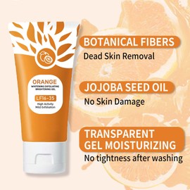 Orange Enzymes Exfoliating Gel for Face & Body, Orange Exfoliating Gel, Moisturizer Face Body Scrub,Deep Cleansing Moisturizing Facial Exfoliator for All Skin Types (1PC, 3 Ounce)