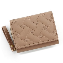 KBRPEY Women's Purse Short Format Foldable Wallet Made of PU Leather with Multiple Compartments with Press Stud and Zip, khaki, Minimalist