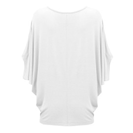 MBJ WT1073 Womens Scoop Neck Half Sleeve Batwing Dolman Top L White