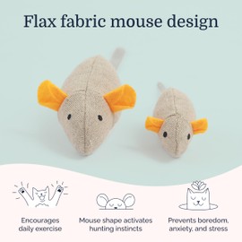 Hepper Catnip Mice Toy Set - Flax - 2-Pack