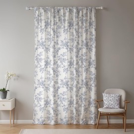 ggaimwf Vintage Flower Curtains for Bedroom Farmhouse Curtains Grey Flower Country Style Patterned Curtains Rod Pocket Shabby Chic Window Decoration Living Room Pergola 107 x 160 cm 1 Piece