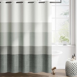 jinchan No Hook Shower Curtain Ombre Cloudy Grey Striped Shower Curtains for Bathroom Gradual Color Waterproof Fabric Minimalist Design Modern Neutral Luxury 70x72 inches