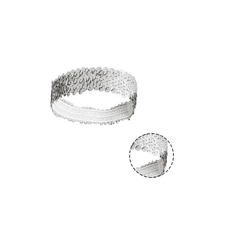 12PCS Elastic Sparkly Headband,Sliver Sequin Headbands For Women,Non-Slip Glitter Sport