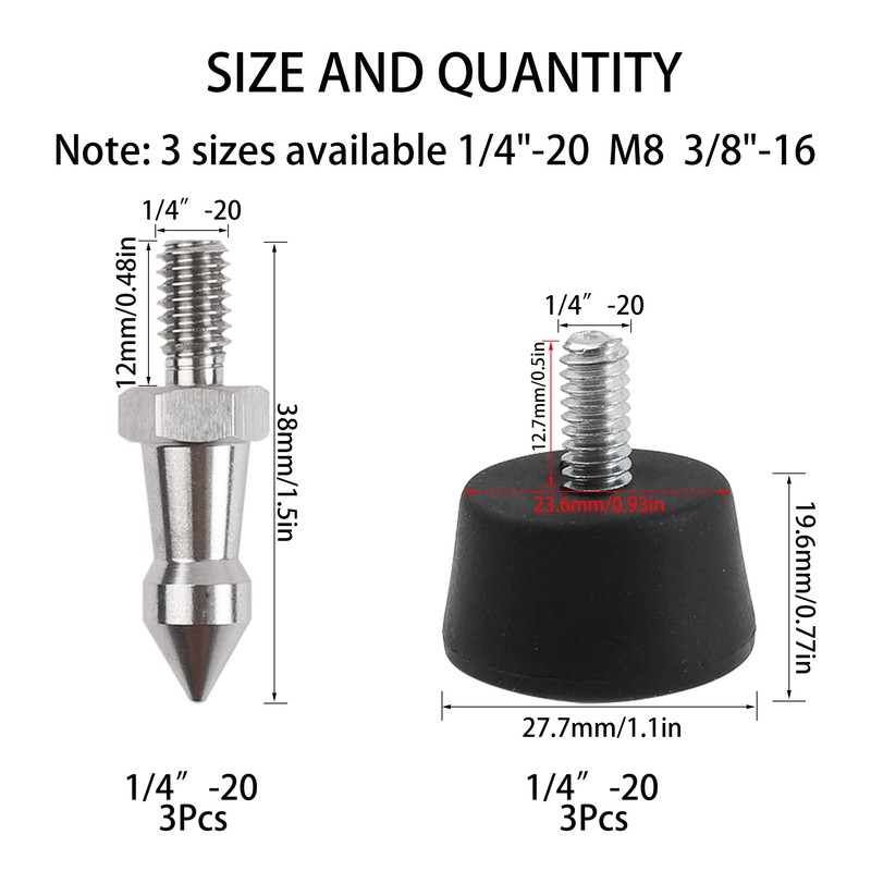 Rrina 2 Sets Universal Anti Slip Tripod Foot 1 Set