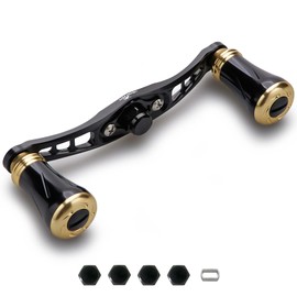HEIGHTEN 3.6 inches (92 mm) Reel Handle, 0.7 inches (19 mm) Knob Included, Shimano Daiwa Abu Universal Bait Reel Wing Pillar Series (Black & Gold) (925)