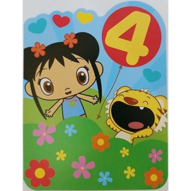 Ni Hao, Kai-Lan Today You're Turning 4 - Happy 4th Fourth Birthday Greeting Card - Four Years Old w/Rintoo Tiger
