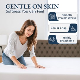 Lane Linen 100% Organic Cotton Full Size Fitted Sheet Only (54"x75") - Super Soft 100% Cotton Full Fitted Sheet - Lightweight & Durable Cotton Bed Sheet - White