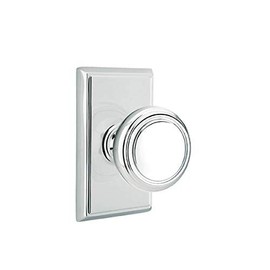 Emtek Privacy Set, Rectangular Rosette, Norwich Knob, Polished Chrome US26