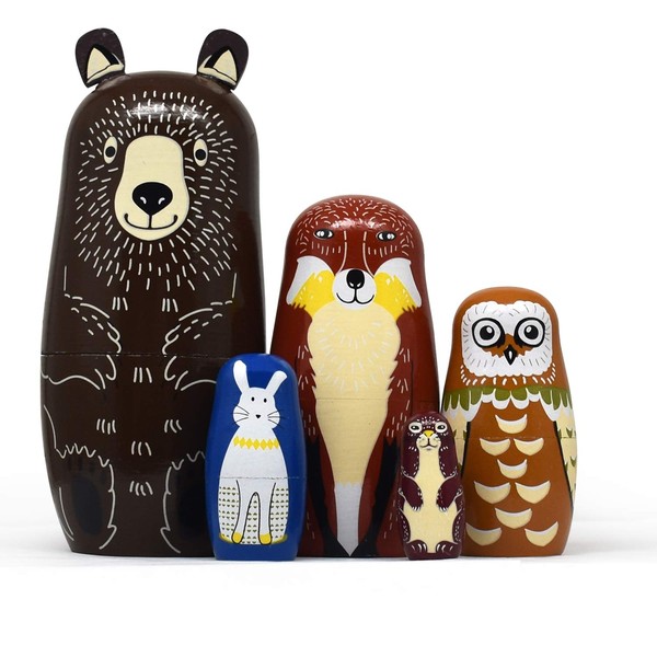 Russian Nesting Dolls Bear Wooden Matryoshka Dolls for Kids Tphon