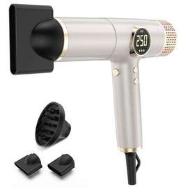 Ionic Hair Dryer with Diffuser - 2000W Professional Dual Voltage Hair Dryer, Negative Ion Blow Dryer for All Hair Types, Fast Drying & Low Noise, Lightweight Design and Intelligent Heat Control