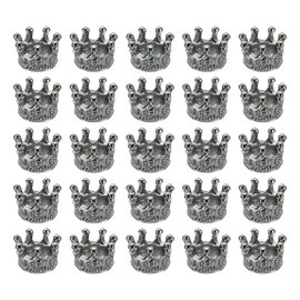 PATIKIL 50pcs King Crown Decoration Women Necklace Earrings Bracelet Alloy Crown Beads Decoration for Jewelry Making and DIY Crafts Black