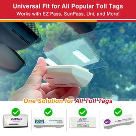 MASIGO EZ Pass Holder for Windshield – Reusable Static Film with Strips Made with 3M Dual Lock – Easy to Transfer and Remove – Secure Hold – Fits EZPass, SunPass, FasTrak, and Other Toll Tags
