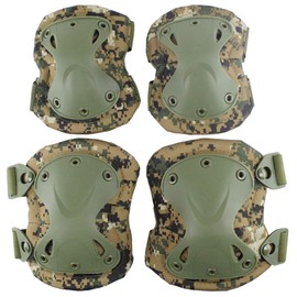 Aoutacc Tactical Combat Knee & Elbow Protective Pads Set for Outdoor CS Paintball Game Cycling Safety Skateboarding Gear Skates Knee Protection Guard Pads